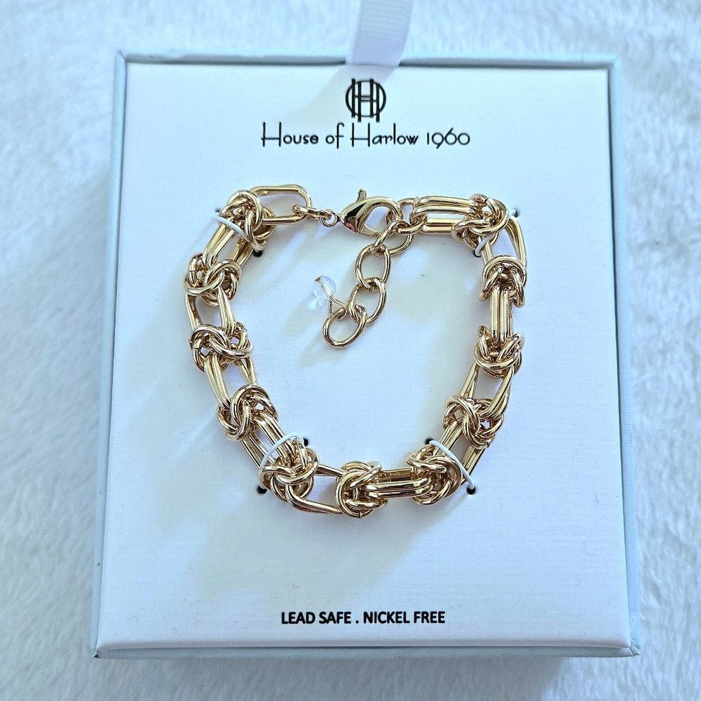 House🏠 of Harlow 1960 Gold💛 Knotted🪢 Link Chain⛓️ Bracelet - NIB